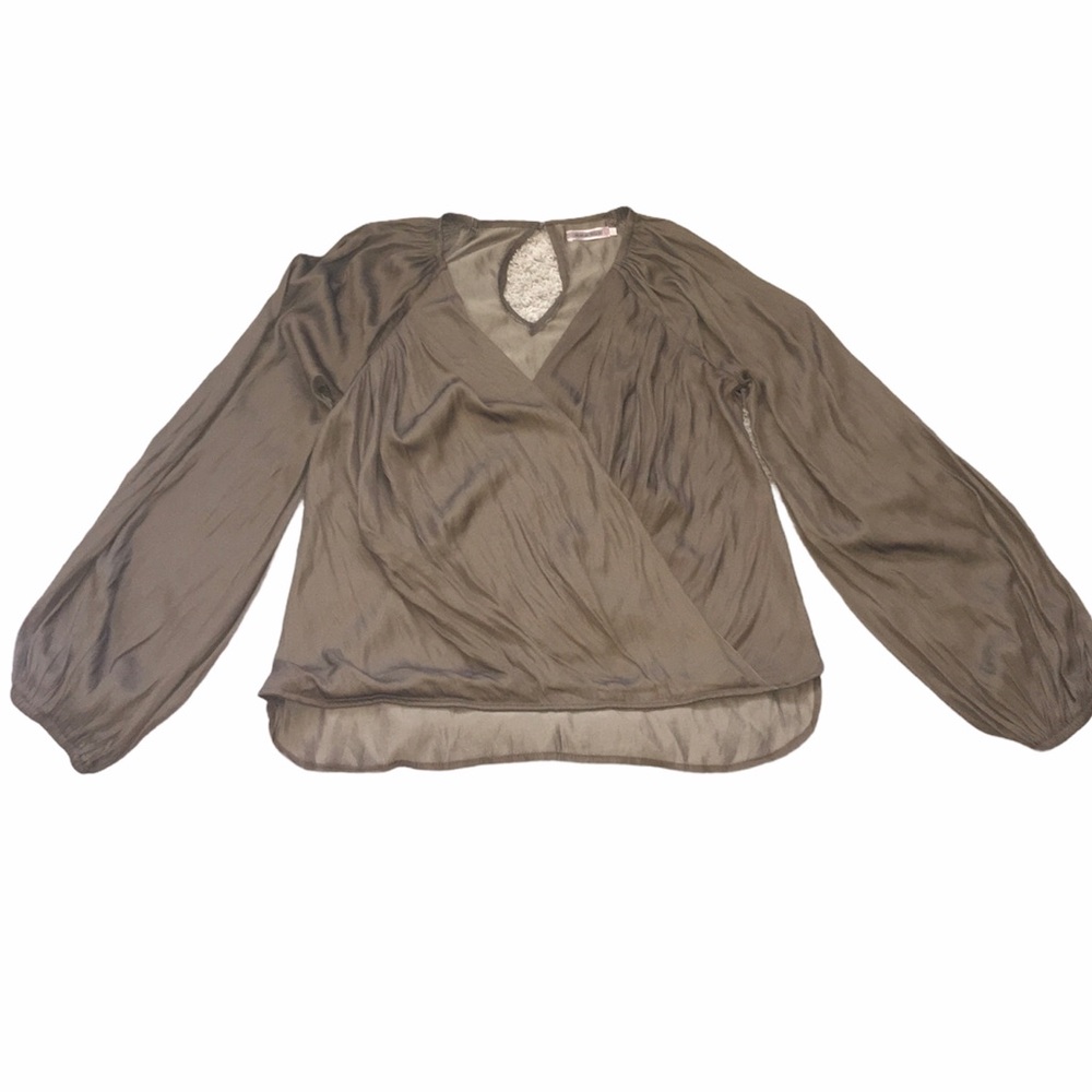 skyLar Rose Faux Wrap Bronze Blouse